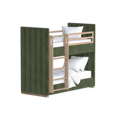 Paolo Bunk Bed with Soft Upholstery and Beechwood Accents