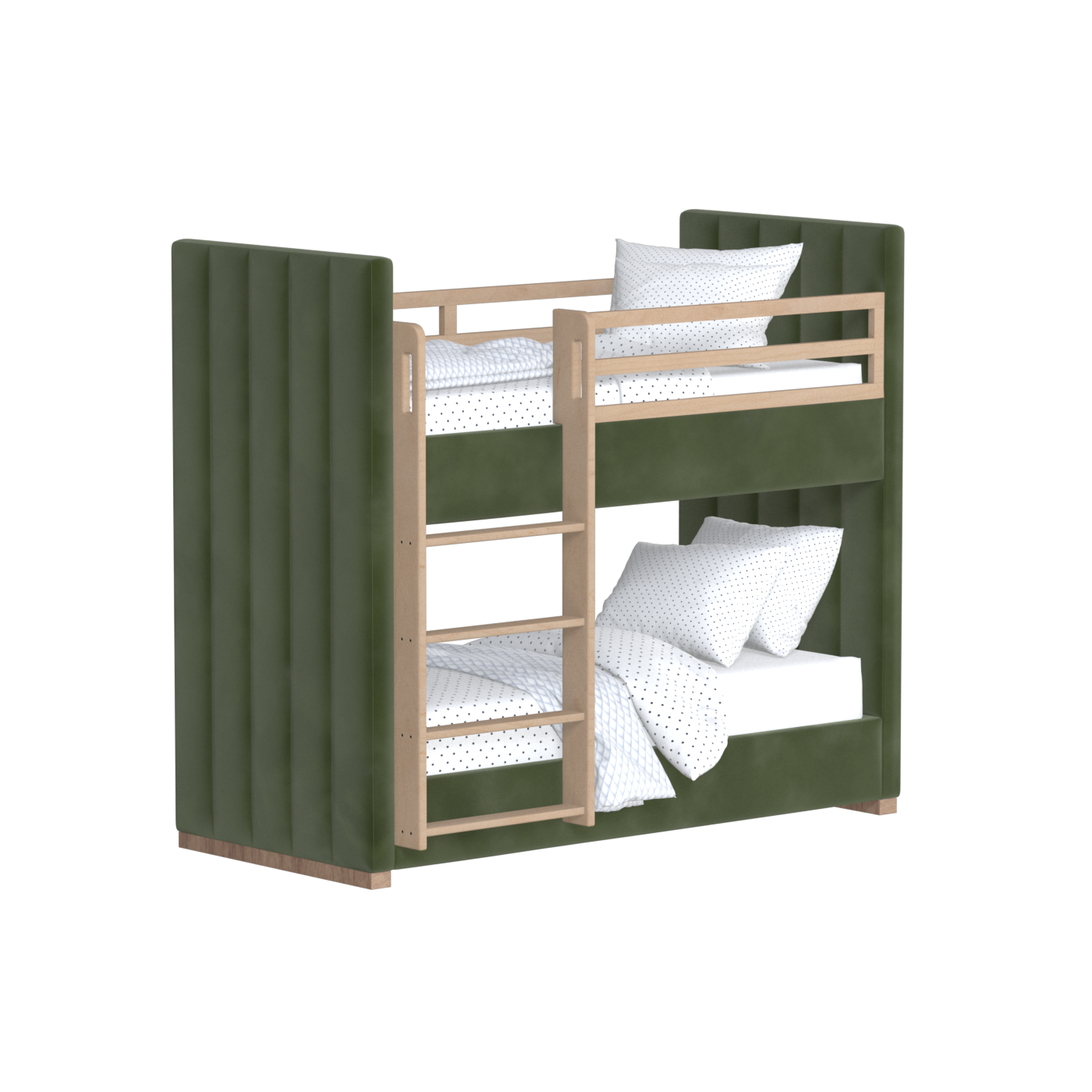 Paolo Bunk Bed with Soft Upholstery and Beechwood Accents