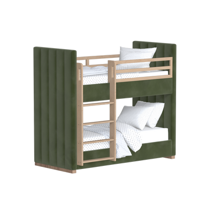 Paolo Bunk Bed with Soft Upholstery and Beechwood Accents