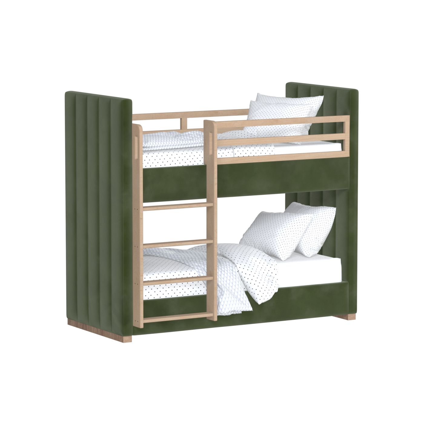 Paolo Bunk Bed with Soft Upholstery and Beechwood Accents