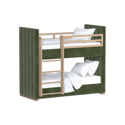 Paolo Bunk Bed with Soft Upholstery and Beechwood Accents
