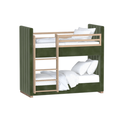 Paolo Bunk Bed with Soft Upholstery and Beechwood Accents