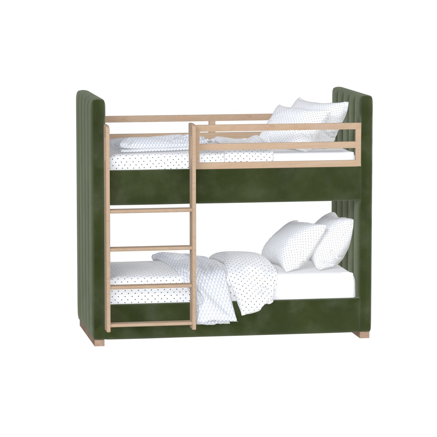 Paolo Bunk Bed with Soft Upholstery and Beechwood Accents