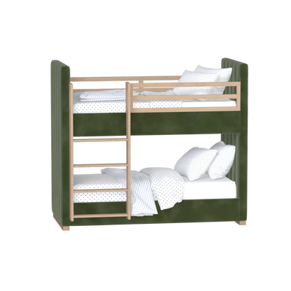 Paolo Bunk Bed with Soft Upholstery and Beechwood Accents