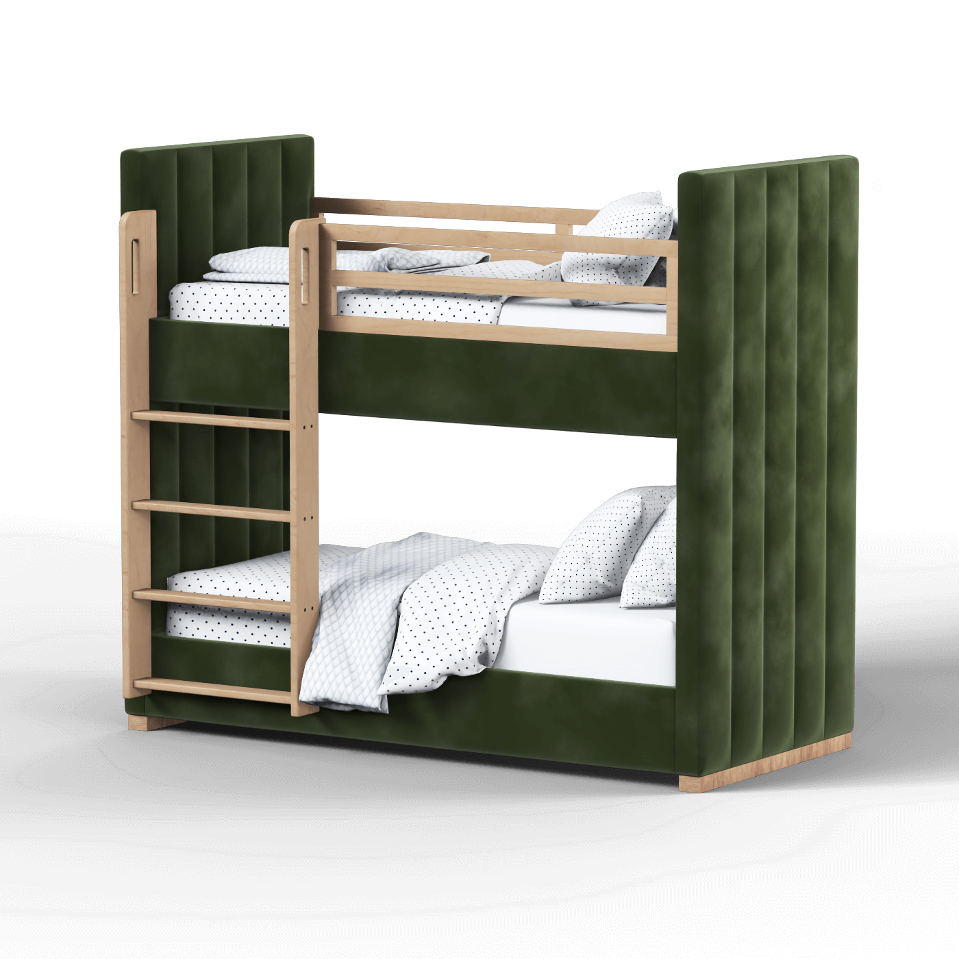 Paolo Bunk Bed with Soft Upholstery and Beechwood Accents