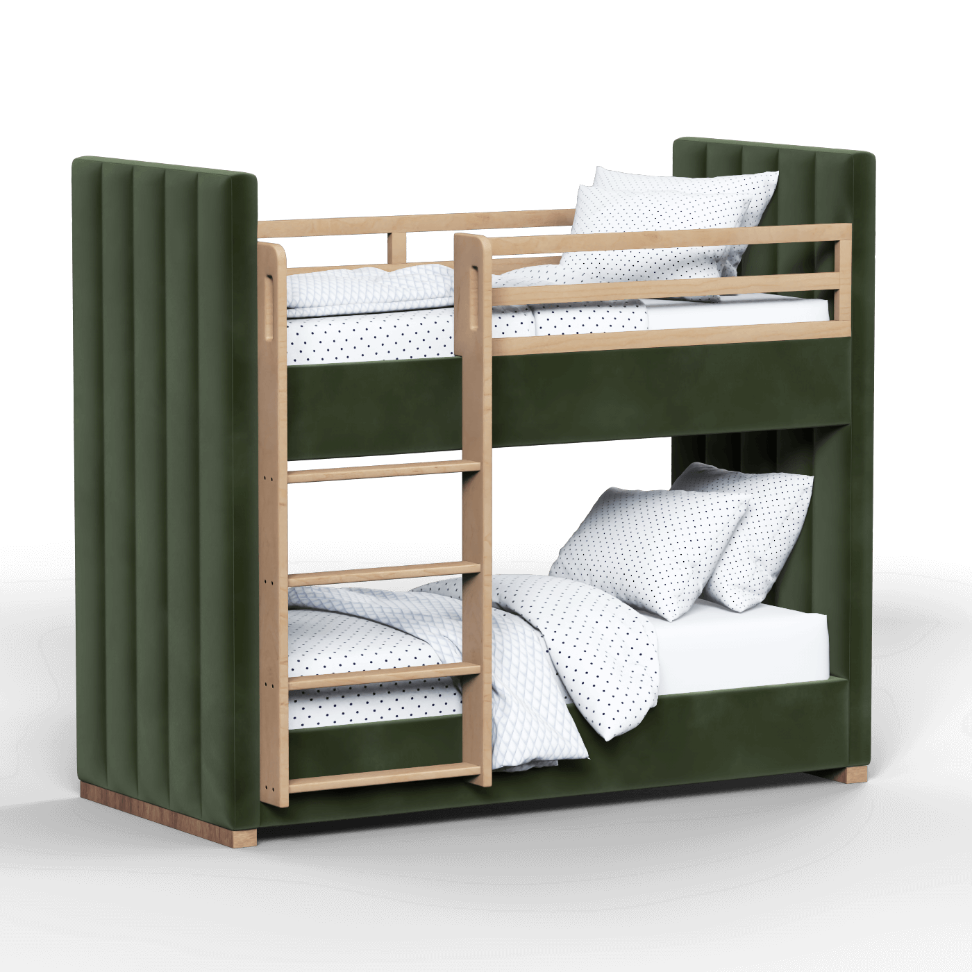Paolo Bunk Bed with Soft Upholstery and Beechwood Accents