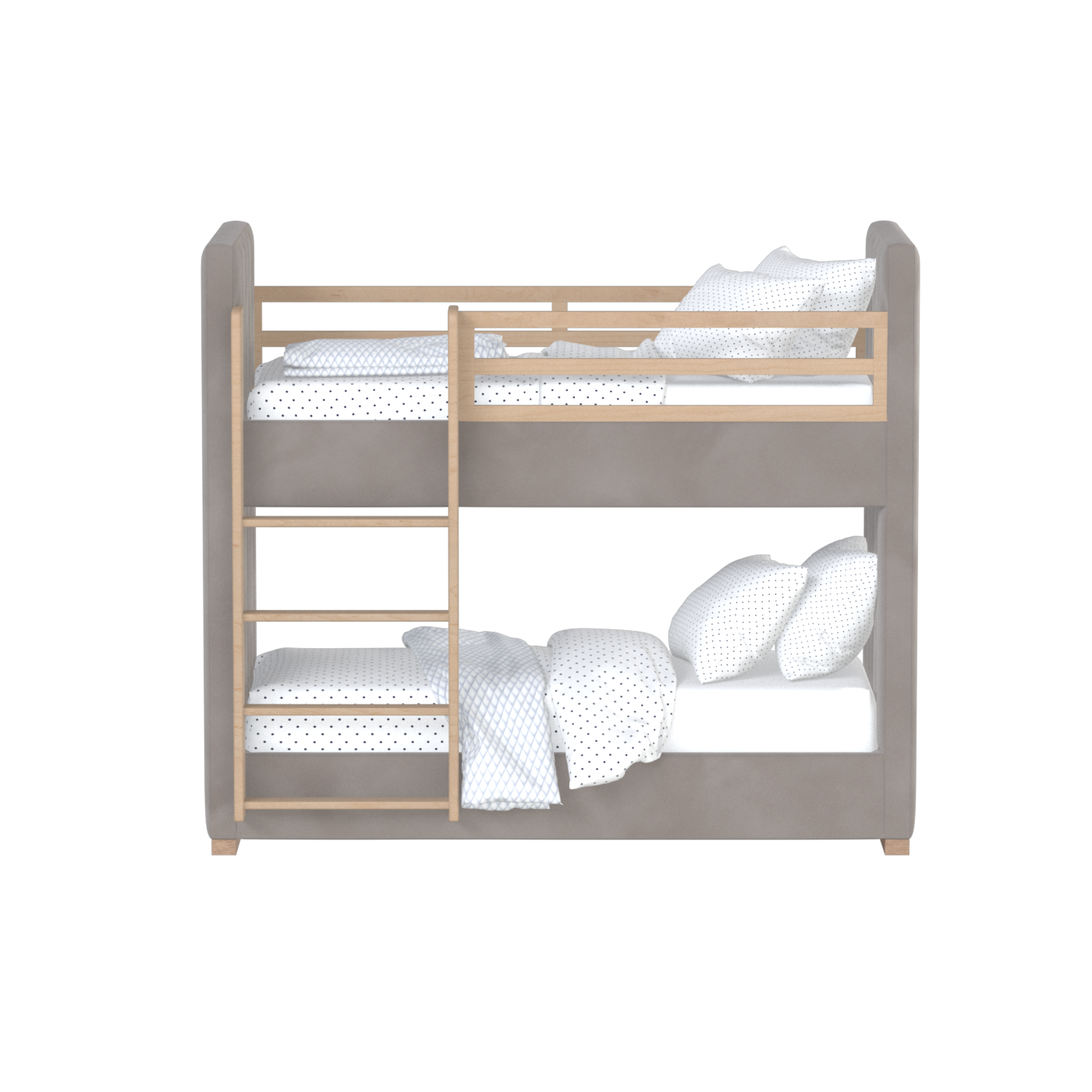 Paolo Bunk Bed with Soft Upholstery and Beechwood Accents