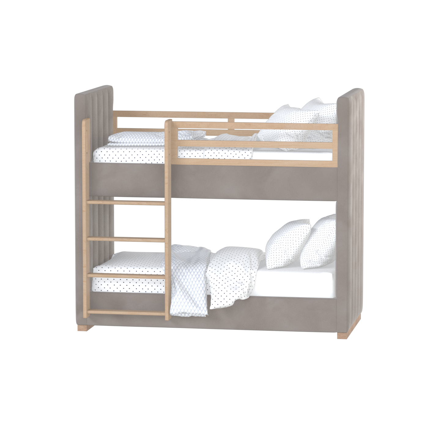 Paolo Bunk Bed with Soft Upholstery and Beechwood Accents