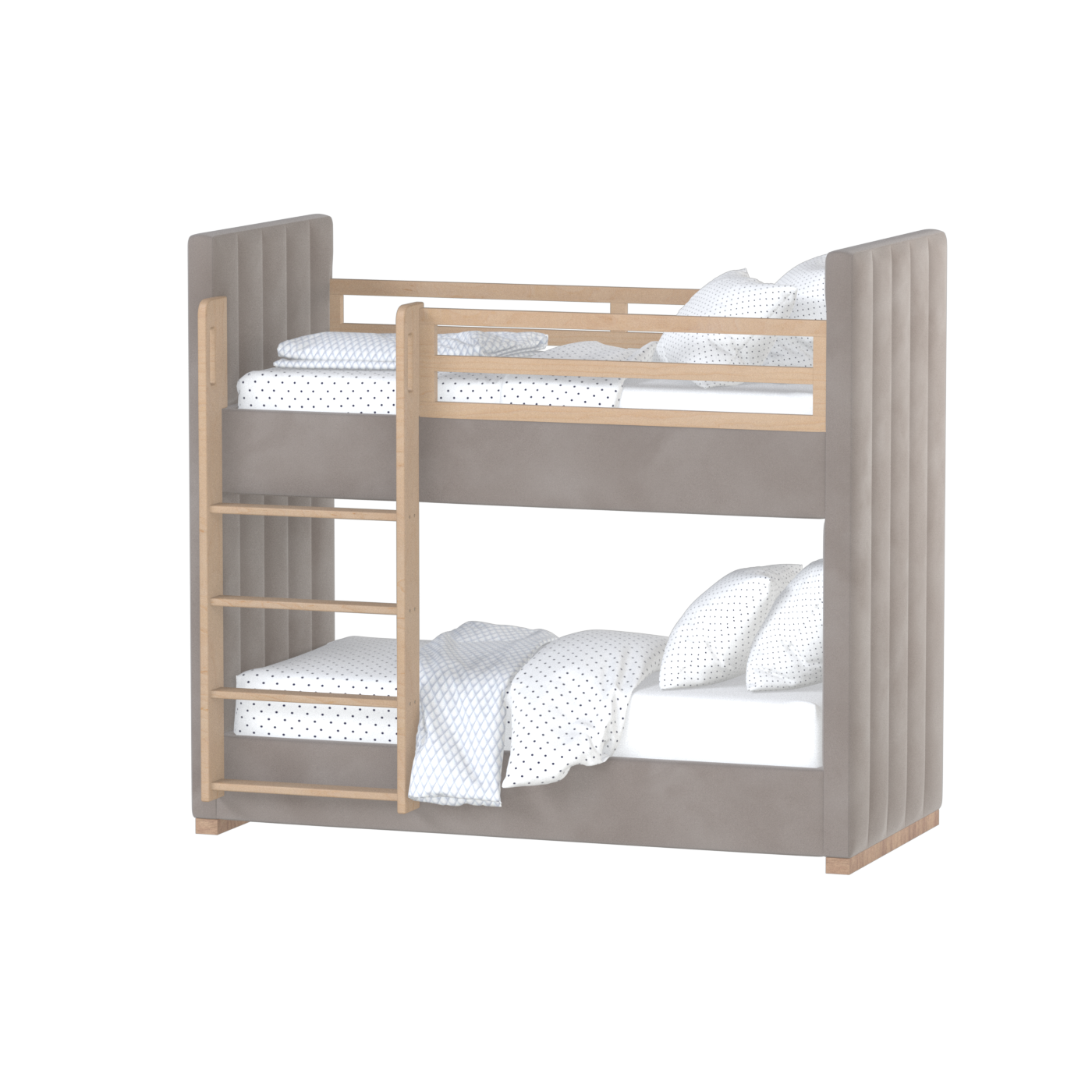 Paolo Bunk Bed with Soft Upholstery and Beechwood Accents