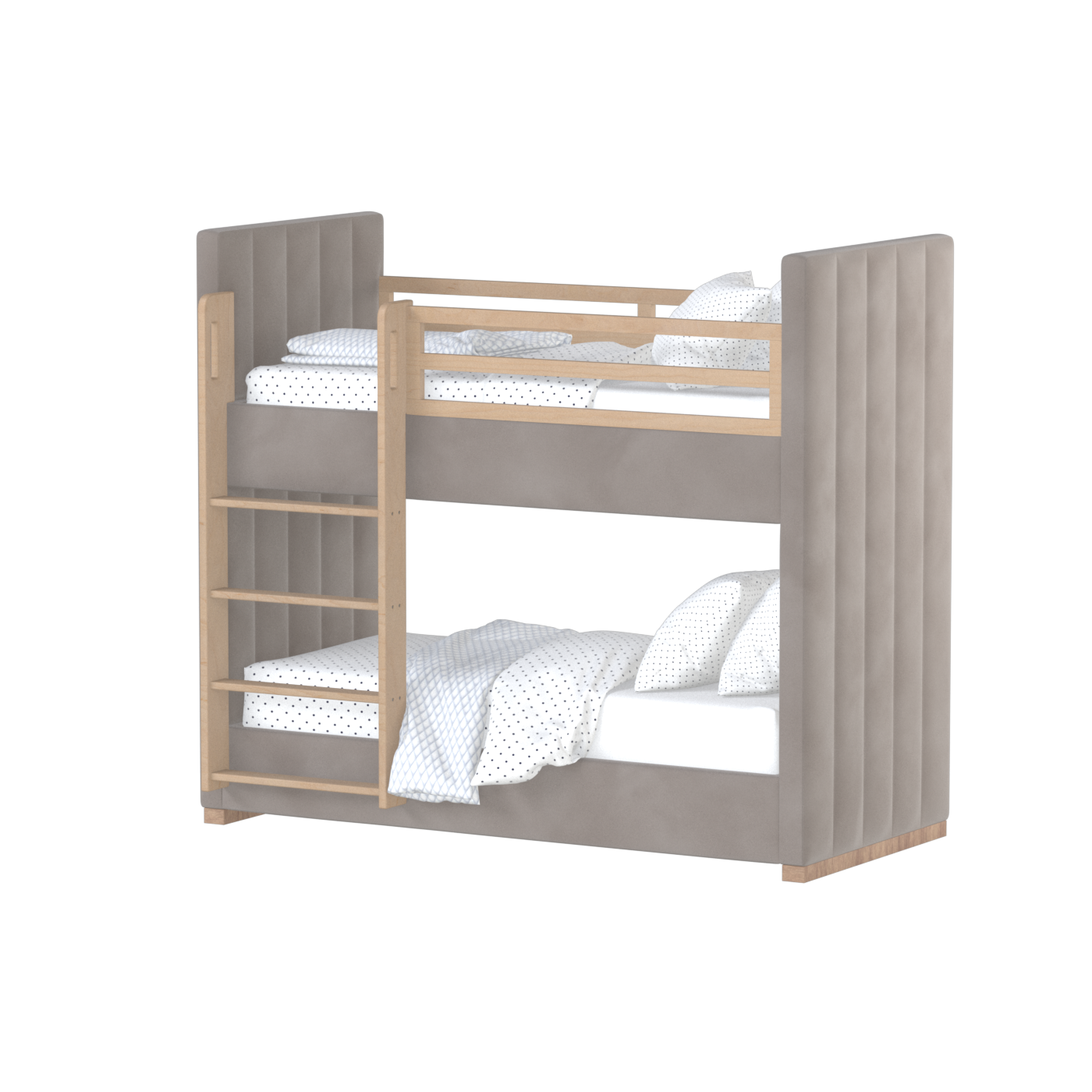 Paolo Bunk Bed with Soft Upholstery and Beechwood Accents