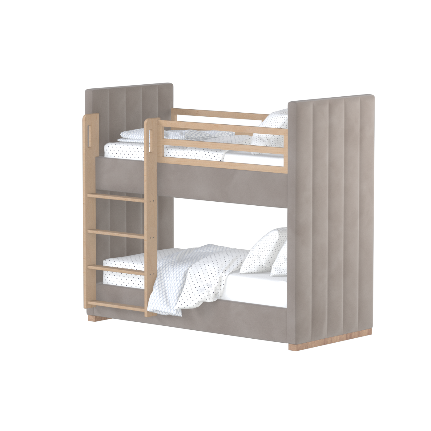 Paolo Bunk Bed with Soft Upholstery and Beechwood Accents