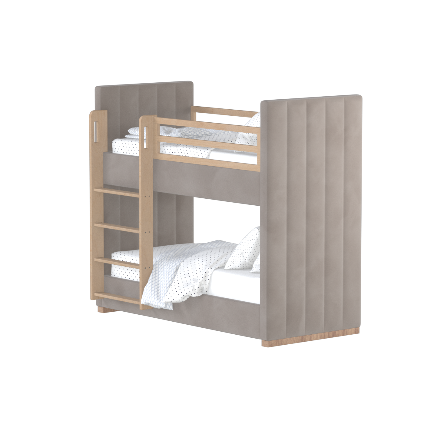 Paolo Bunk Bed with Soft Upholstery and Beechwood Accents
