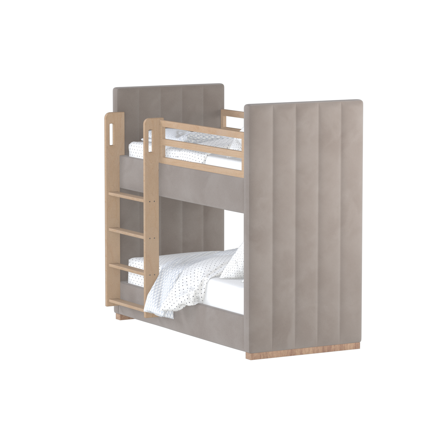 Paolo Bunk Bed with Soft Upholstery and Beechwood Accents