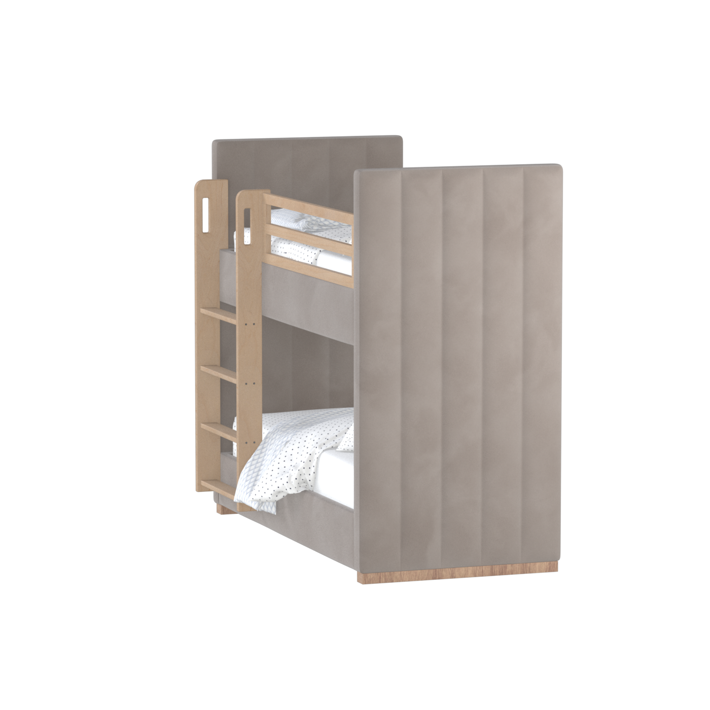 Paolo Bunk Bed with Soft Upholstery and Beechwood Accents