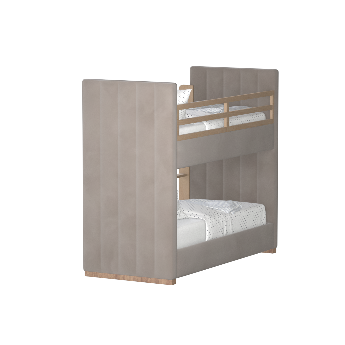 Paolo Bunk Bed with Soft Upholstery and Beechwood Accents