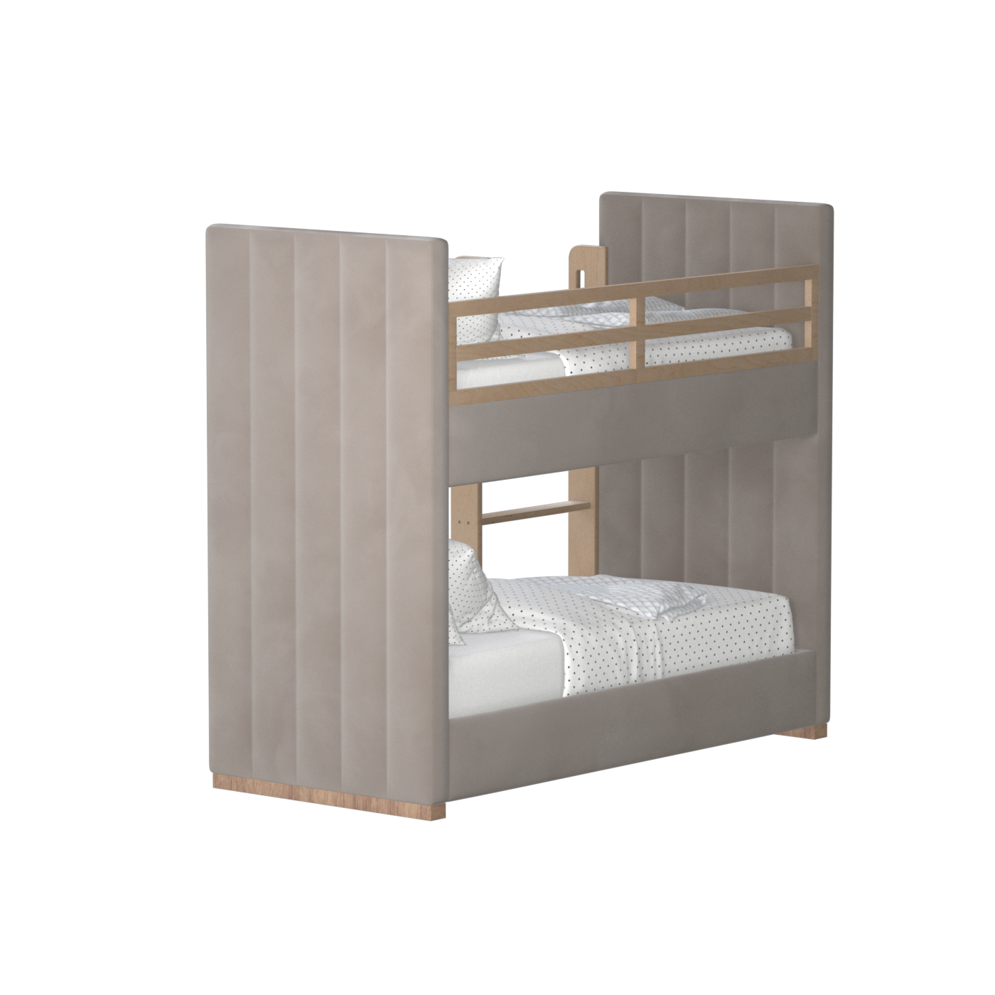 Paolo Bunk Bed with Soft Upholstery and Beechwood Accents