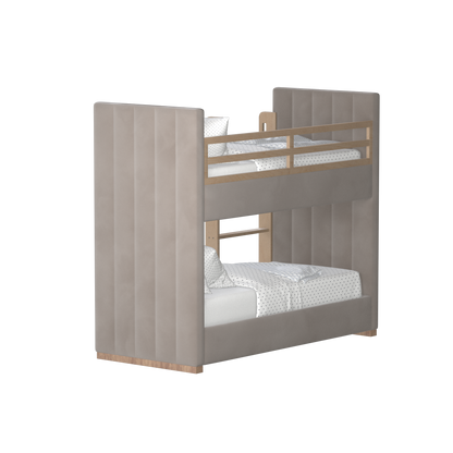 Paolo Bunk Bed with Soft Upholstery and Beechwood Accents