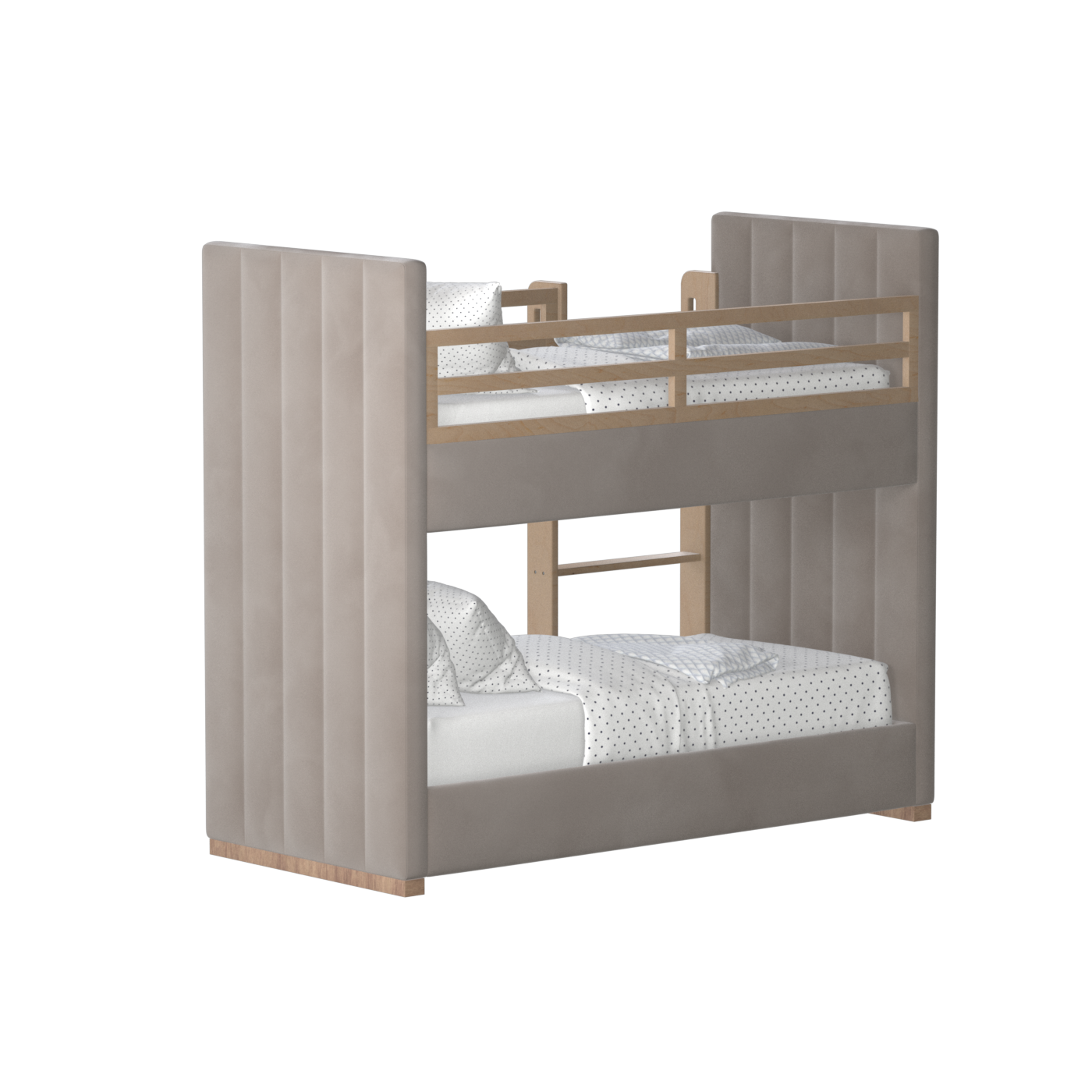 Paolo Bunk Bed with Soft Upholstery and Beechwood Accents