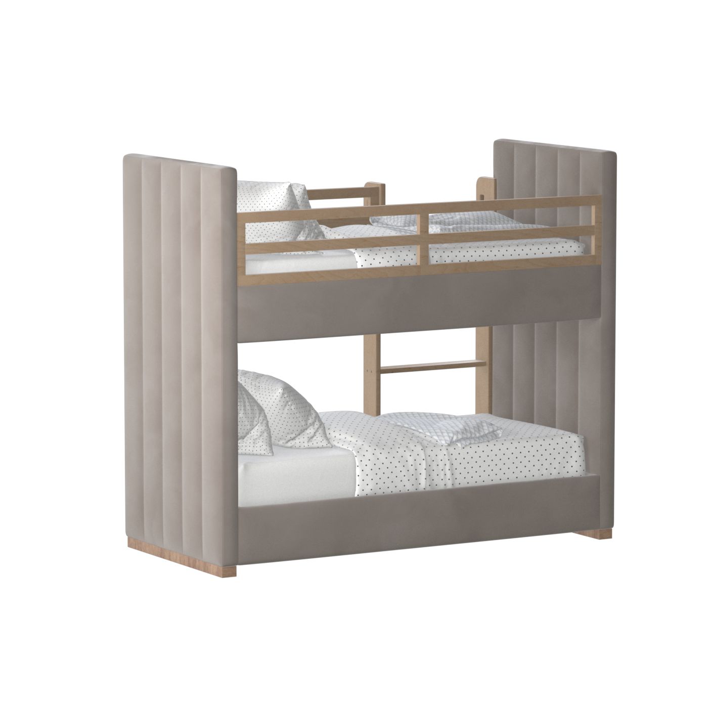 Paolo Bunk Bed with Soft Upholstery and Beechwood Accents