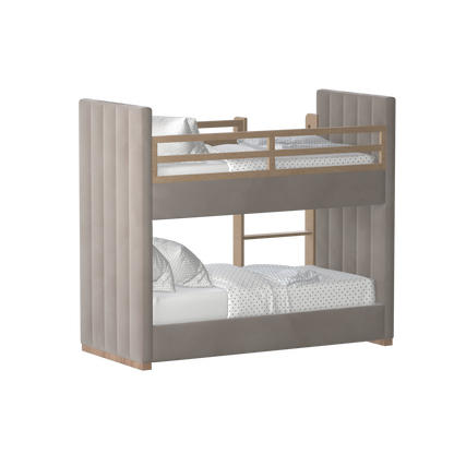 Paolo Bunk Bed with Soft Upholstery and Beechwood Accents