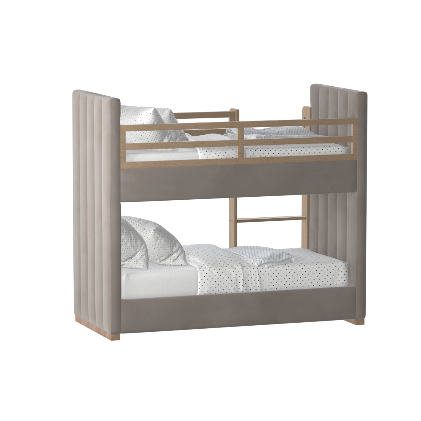 Paolo Bunk Bed with Soft Upholstery and Beechwood Accents