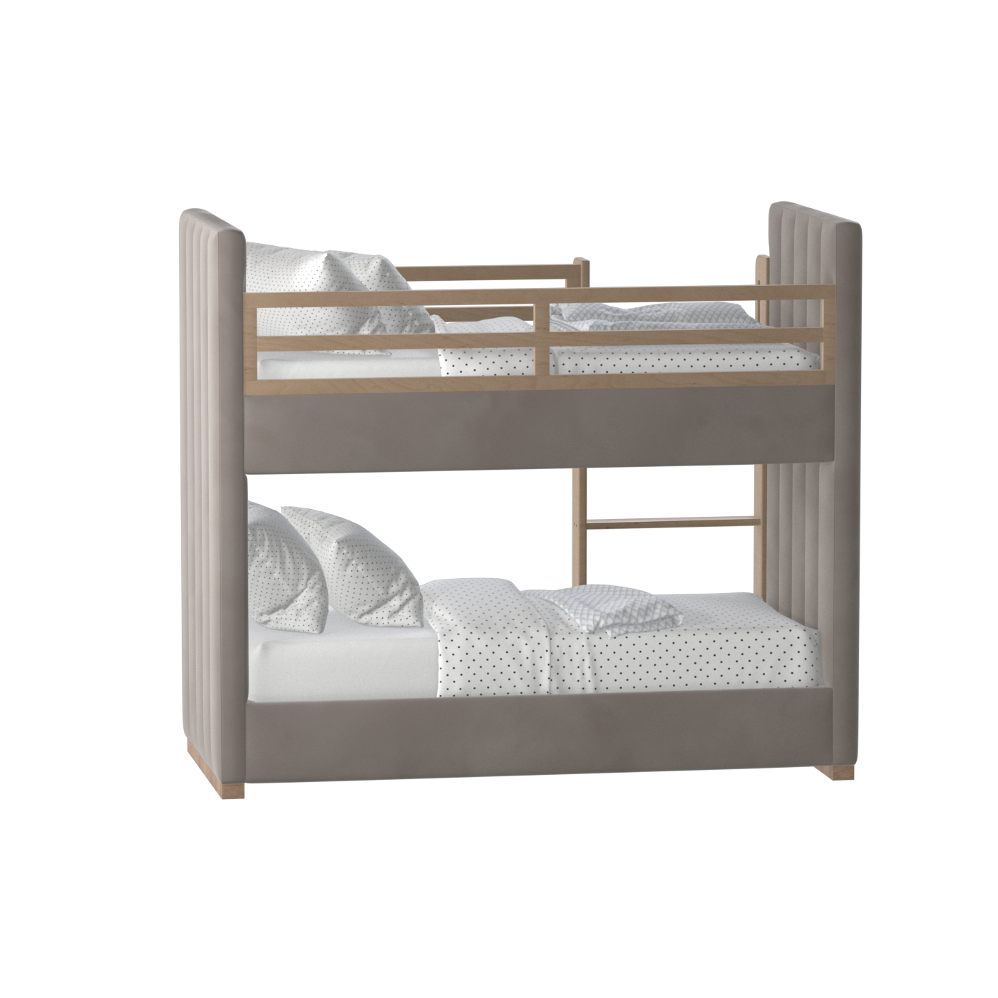 Paolo Bunk Bed with Soft Upholstery and Beechwood Accents