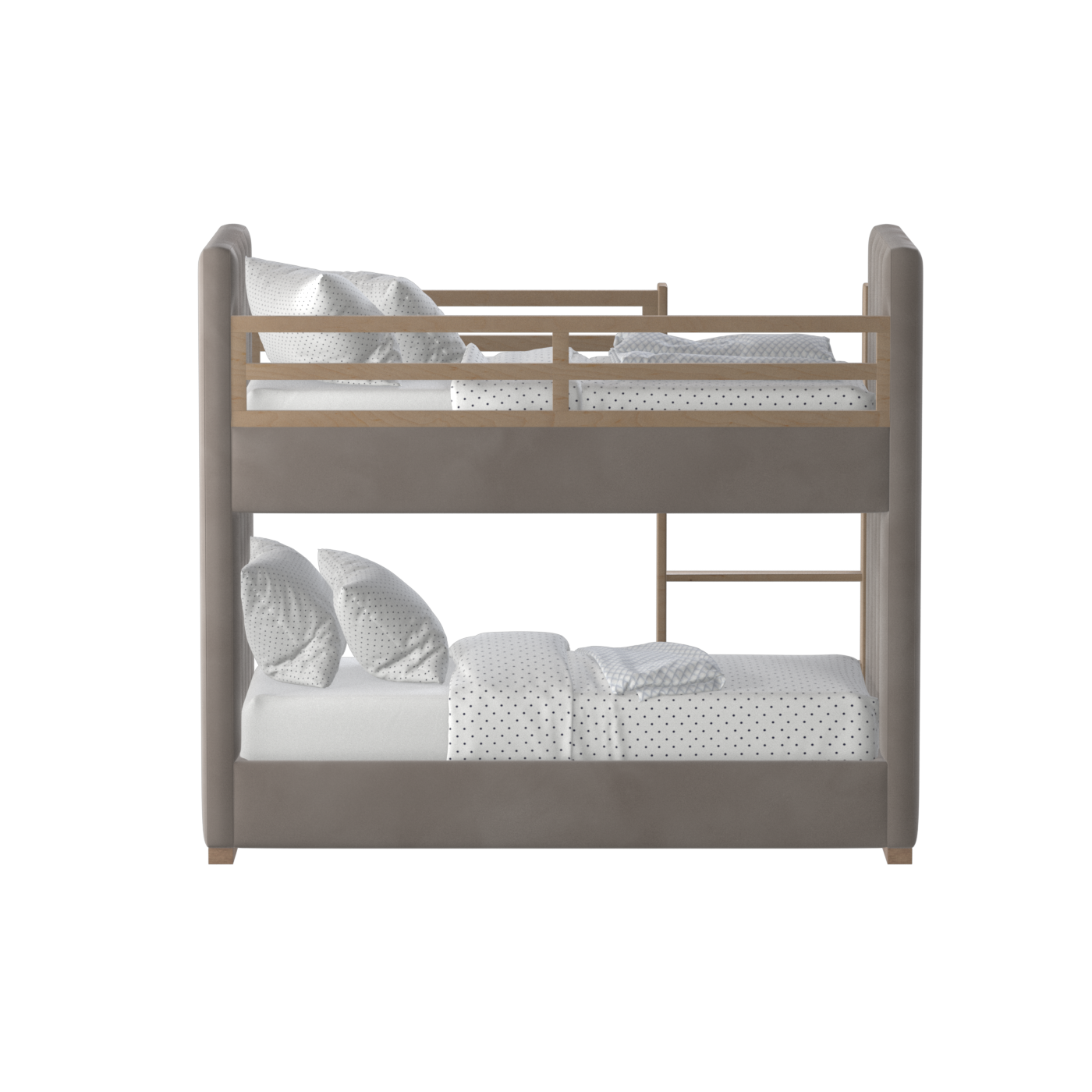 Paolo Bunk Bed with Soft Upholstery and Beechwood Accents