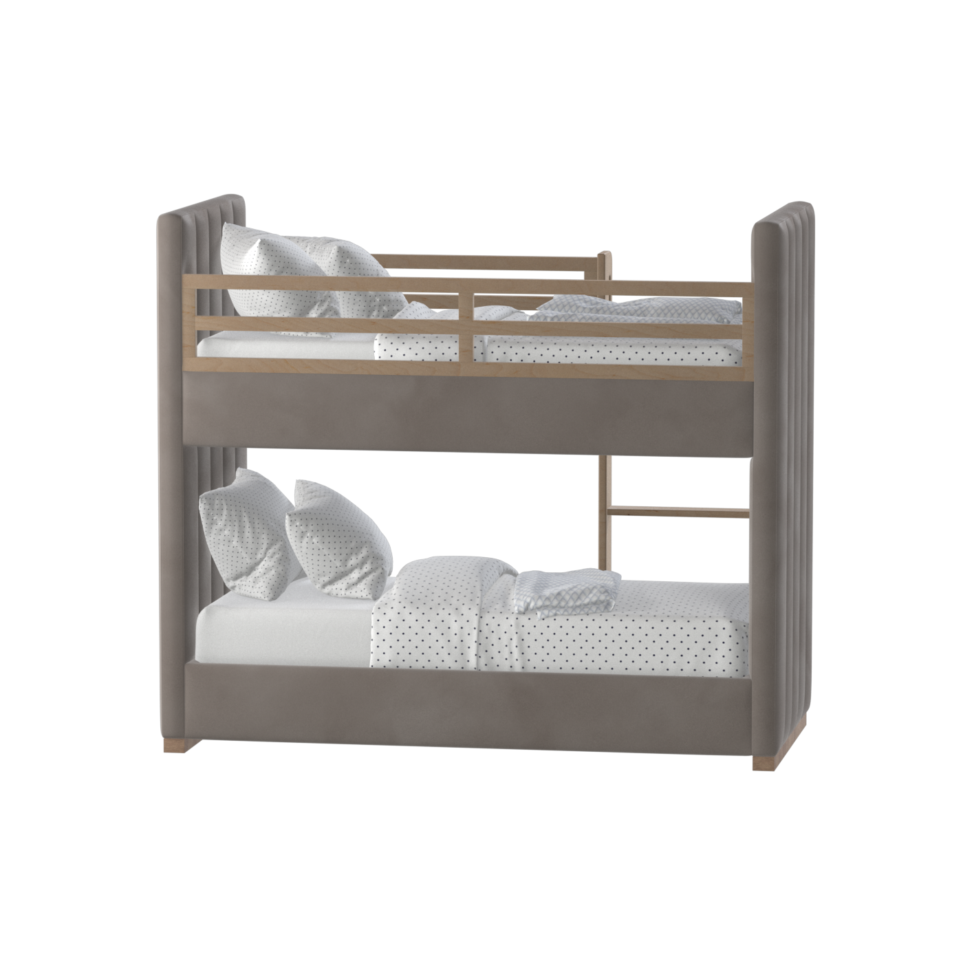 Paolo Bunk Bed with Soft Upholstery and Beechwood Accents