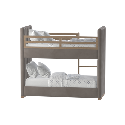 Paolo Bunk Bed with Soft Upholstery and Beechwood Accents