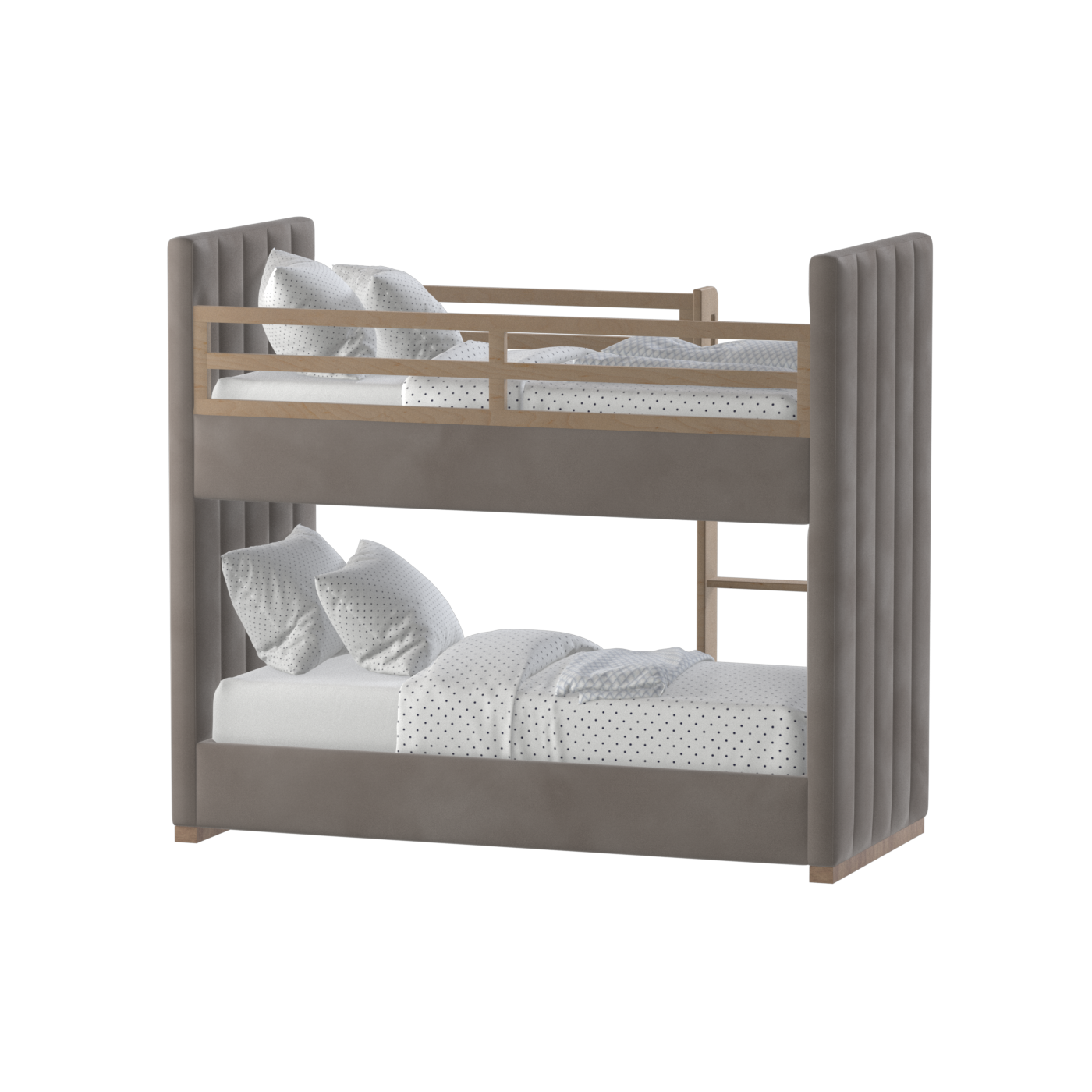 Paolo Bunk Bed with Soft Upholstery and Beechwood Accents