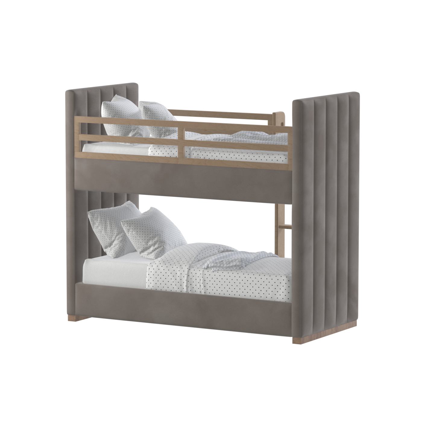 Paolo Bunk Bed with Soft Upholstery and Beechwood Accents
