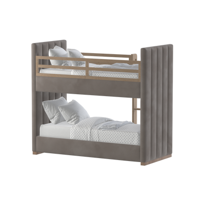 Paolo Bunk Bed with Soft Upholstery and Beechwood Accents