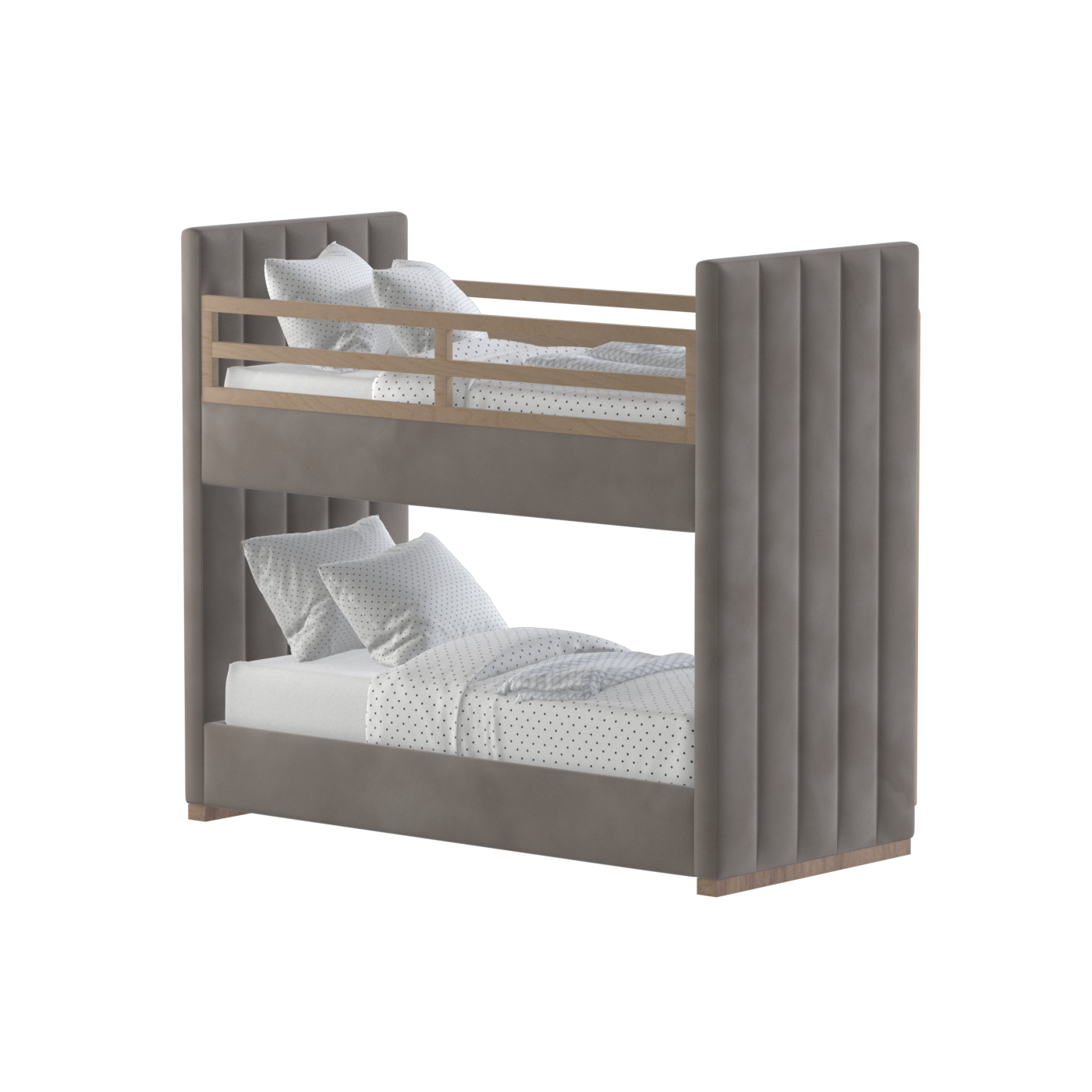 Paolo Bunk Bed with Soft Upholstery and Beechwood Accents