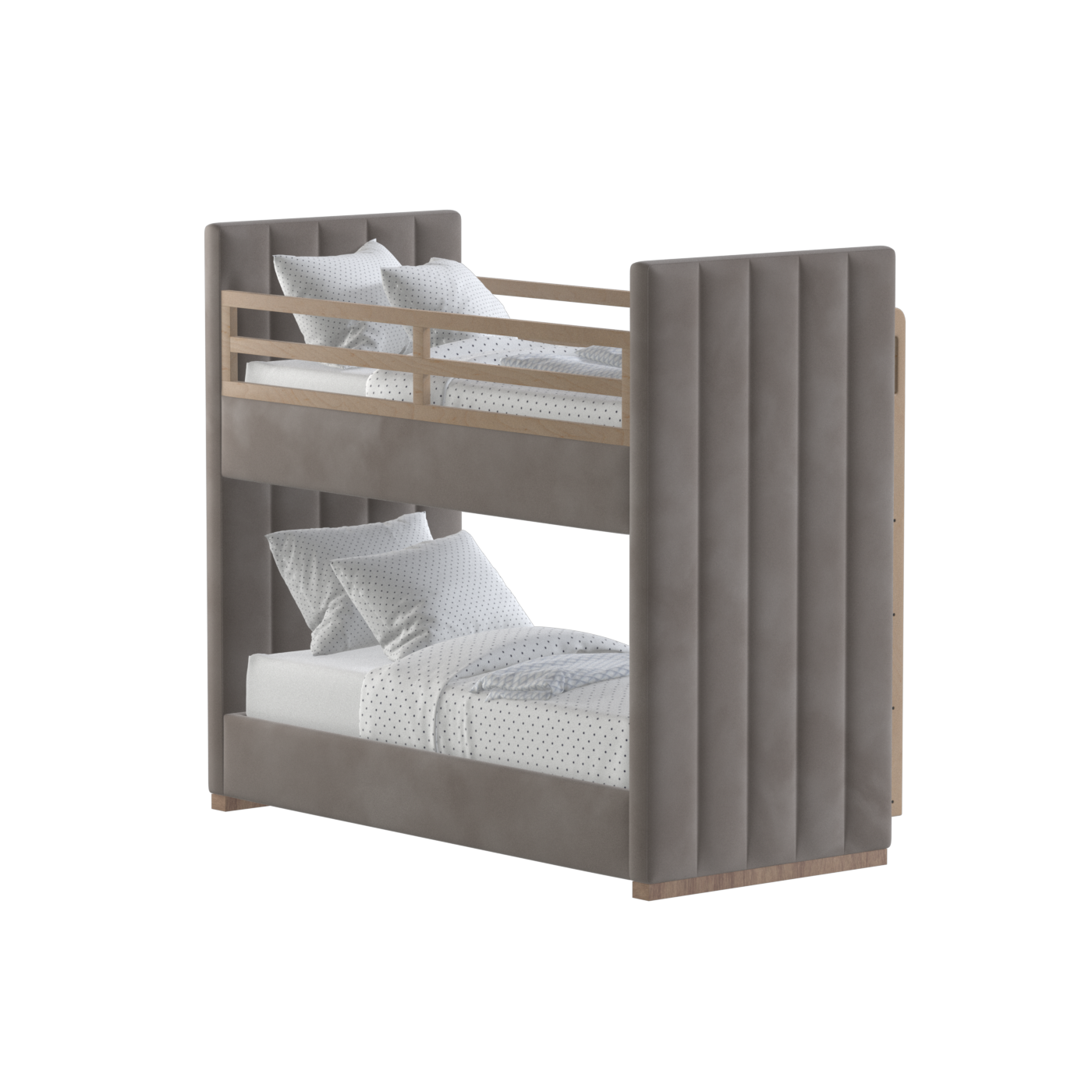 Paolo Bunk Bed with Soft Upholstery and Beechwood Accents