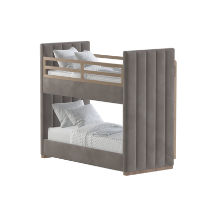 Paolo Bunk Bed with Soft Upholstery and Beechwood Accents