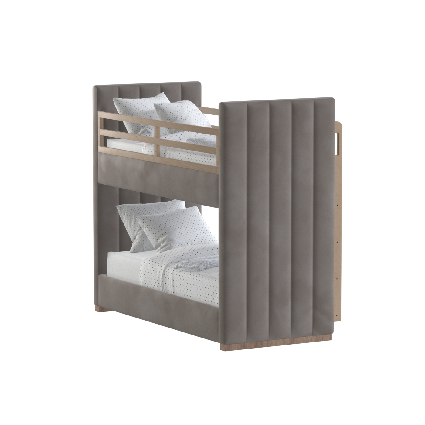 Paolo Bunk Bed with Soft Upholstery and Beechwood Accents