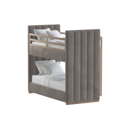 Paolo Bunk Bed with Soft Upholstery and Beechwood Accents