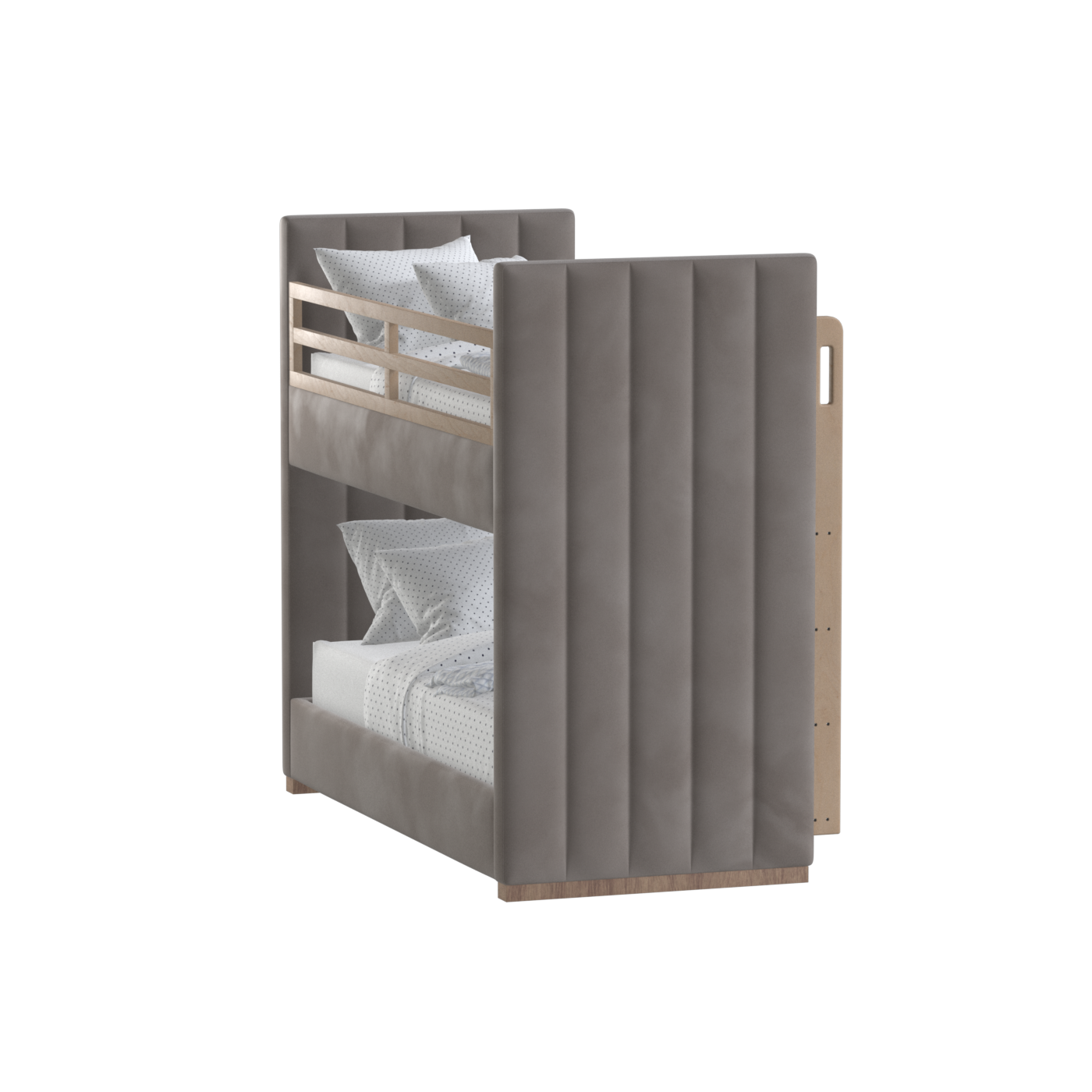 Paolo Bunk Bed with Soft Upholstery and Beechwood Accents