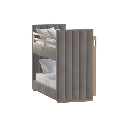 Paolo Bunk Bed with Soft Upholstery and Beechwood Accents