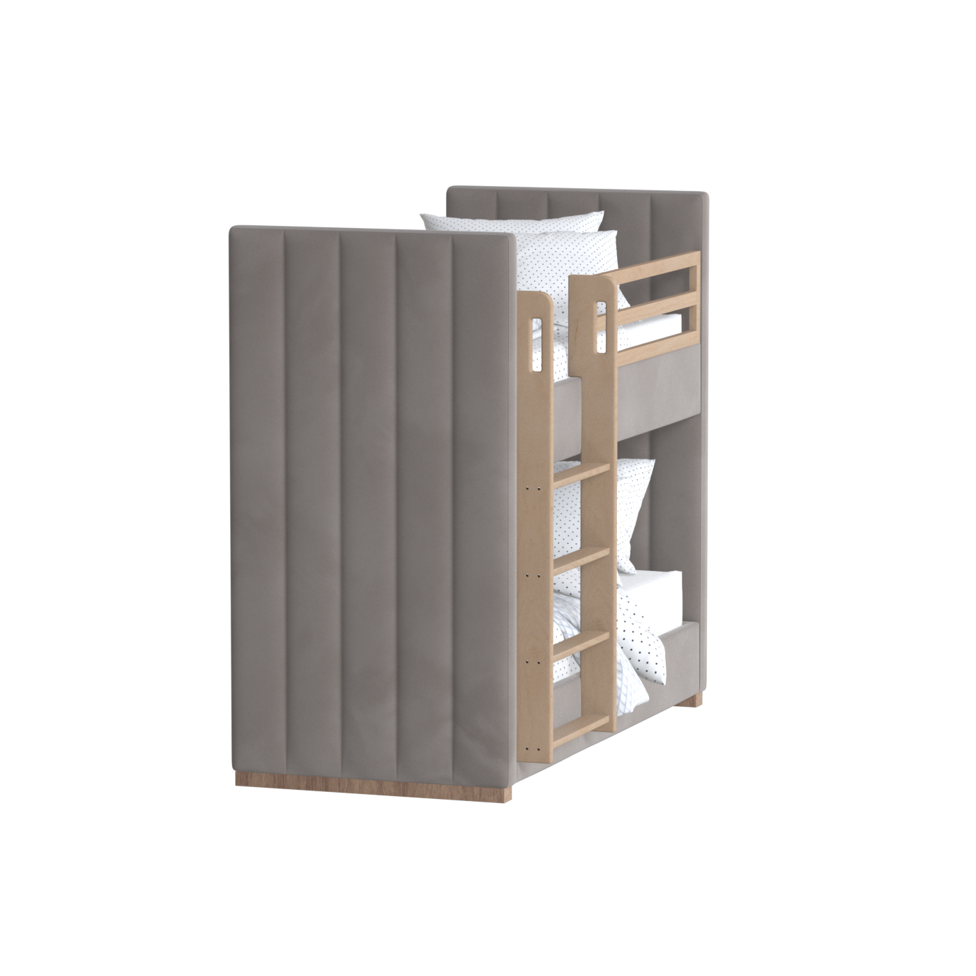 Paolo Bunk Bed with Soft Upholstery and Beechwood Accents