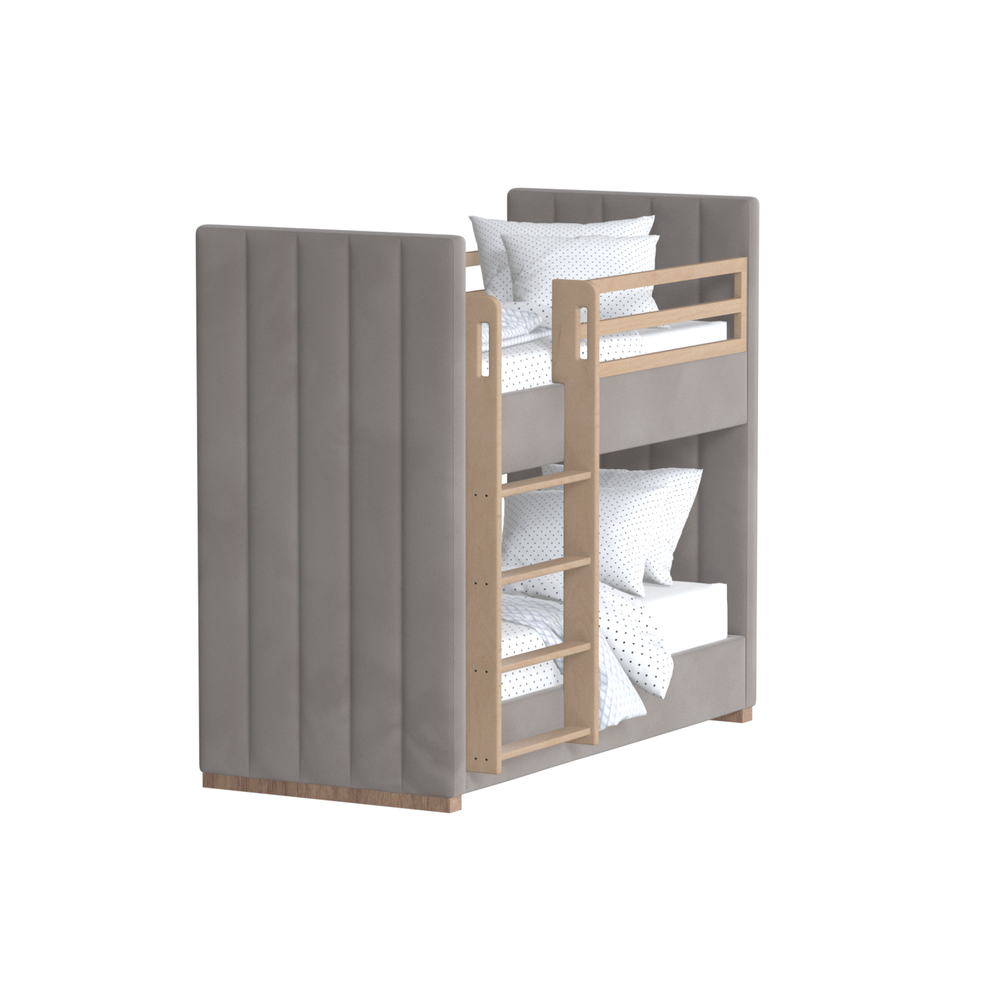 Paolo Bunk Bed with Soft Upholstery and Beechwood Accents