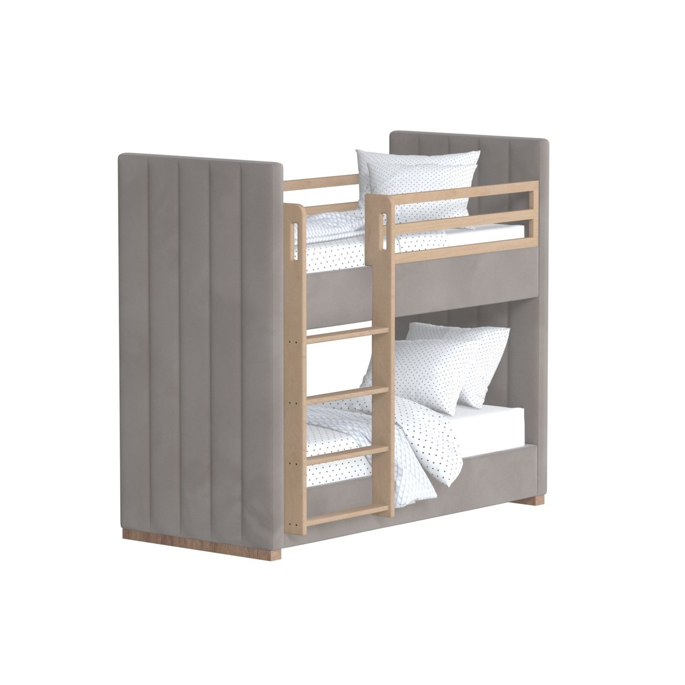 Paolo Bunk Bed with Soft Upholstery and Beechwood Accents