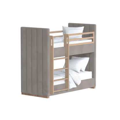 Paolo Bunk Bed with Soft Upholstery and Beechwood Accents
