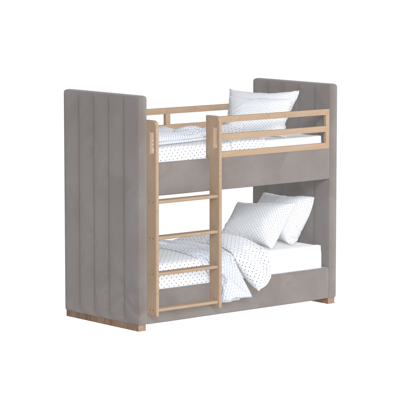 Paolo Bunk Bed with Soft Upholstery and Beechwood Accents