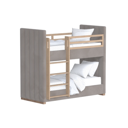 Paolo Bunk Bed with Soft Upholstery and Beechwood Accents