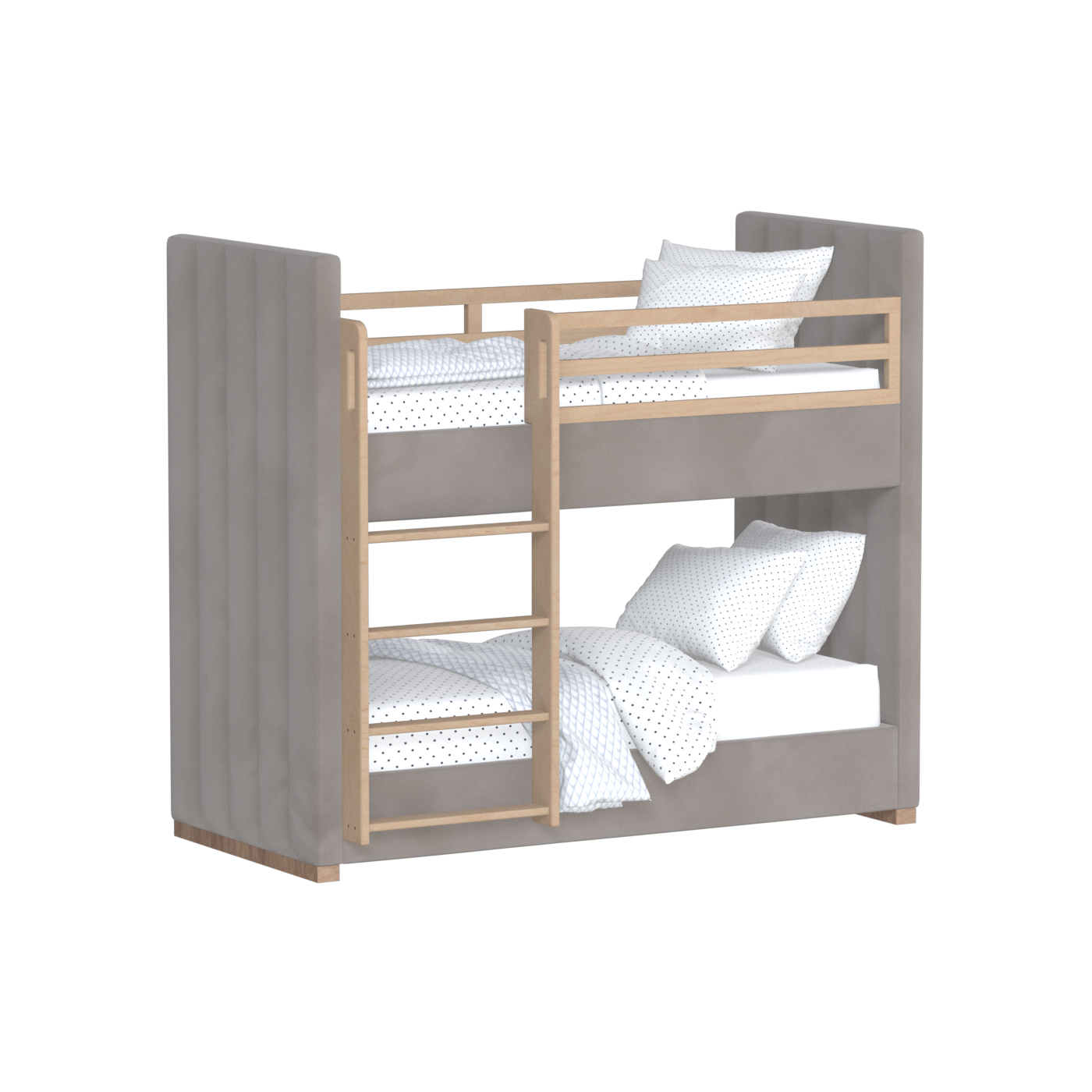 Paolo Bunk Bed with Soft Upholstery and Beechwood Accents