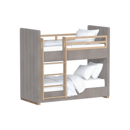 Paolo Bunk Bed with Soft Upholstery and Beechwood Accents