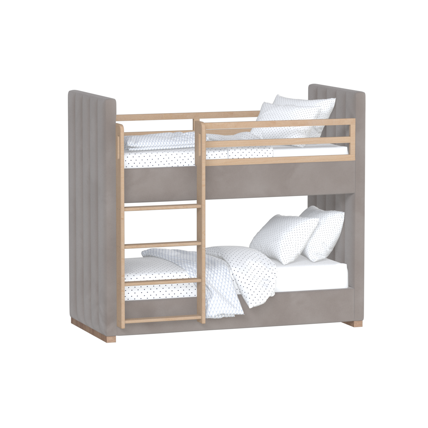 Paolo Bunk Bed with Soft Upholstery and Beechwood Accents