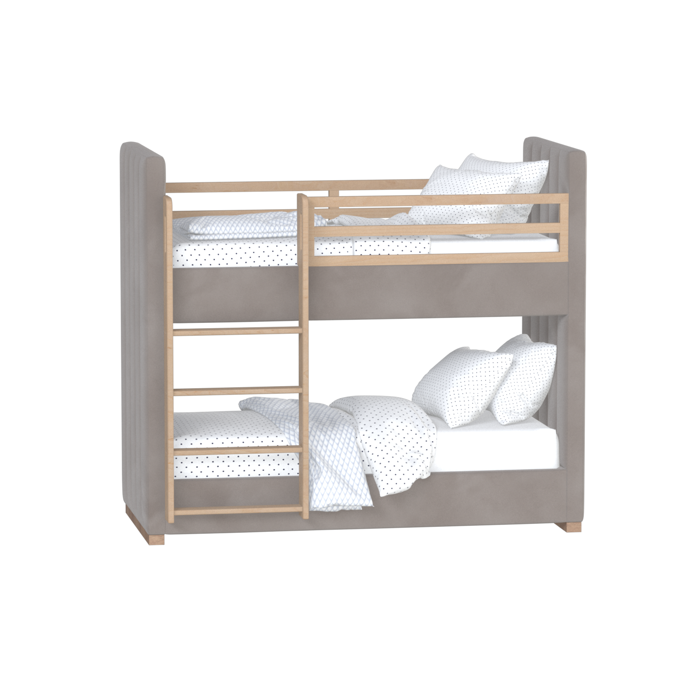 Paolo Bunk Bed with Soft Upholstery and Beechwood Accents