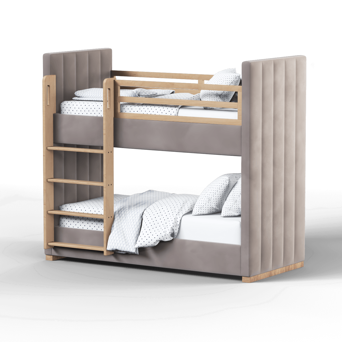 Paolo Bunk Bed with Soft Upholstery and Beechwood Accents
